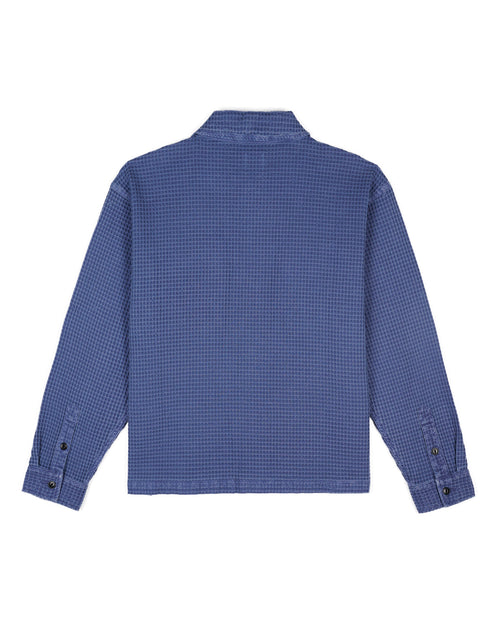Waffle Button Front Shirt - Blueberry 2