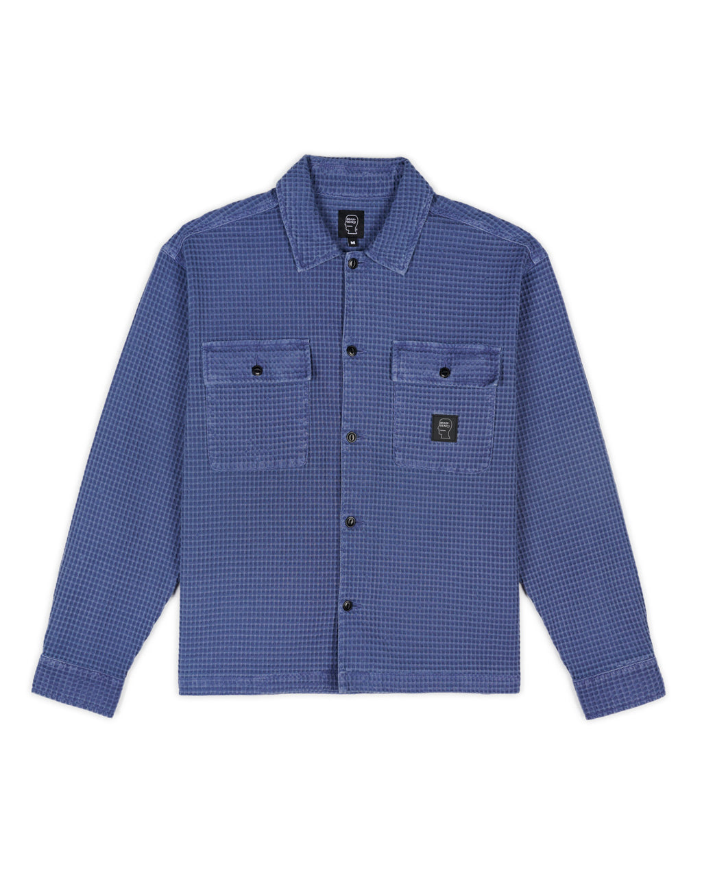 Waffle Button Front Shirt - Blueberry