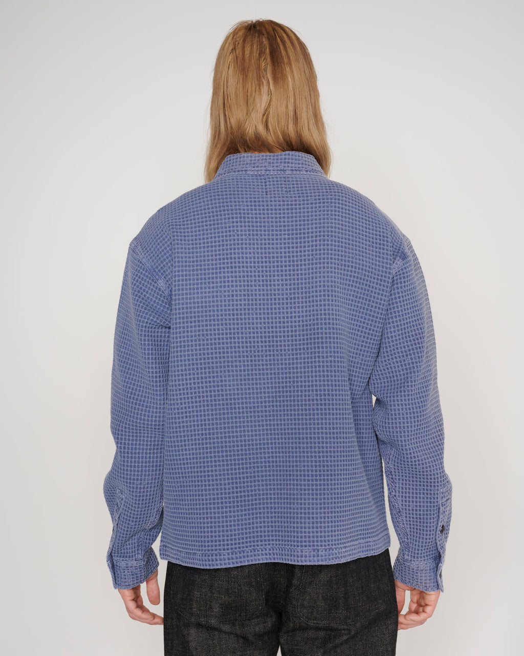 Waffle Button Front Shirt - Blueberry 3