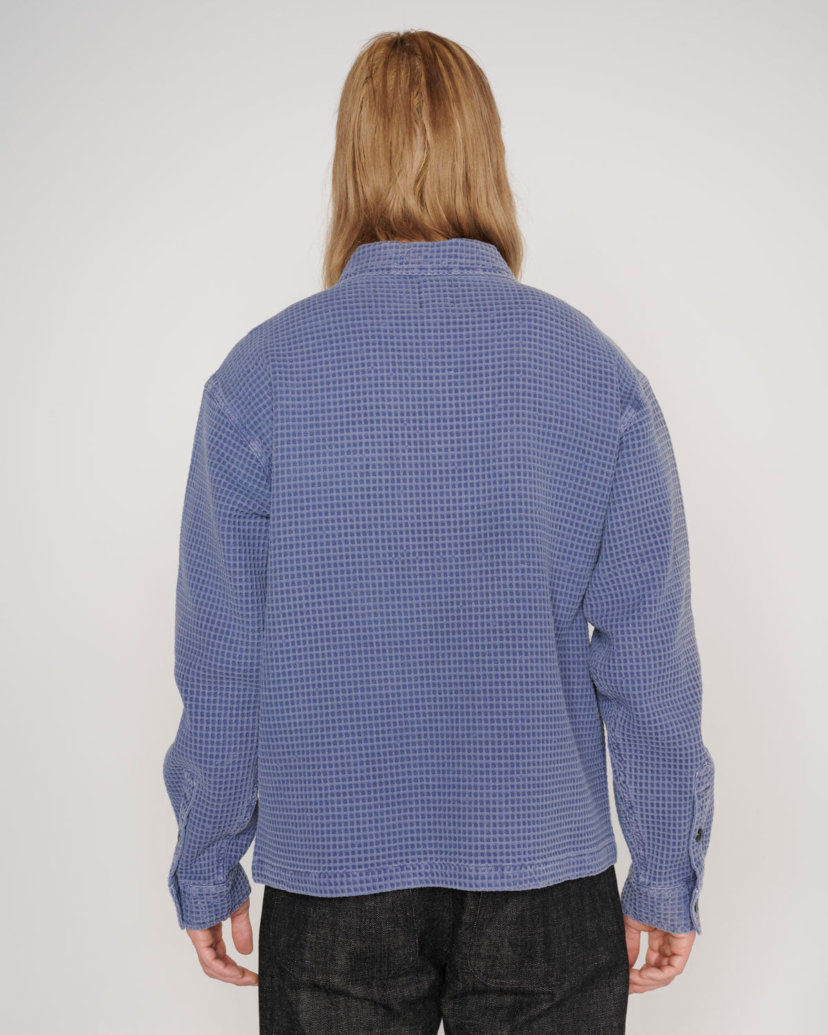Waffle Button Front Shirt - Blueberry 3