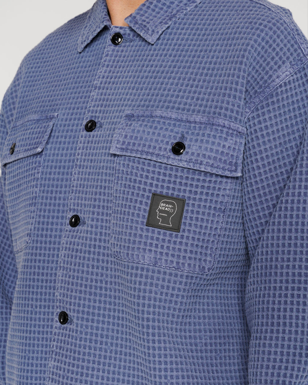Waffle Button Front Shirt - Blueberry 4
