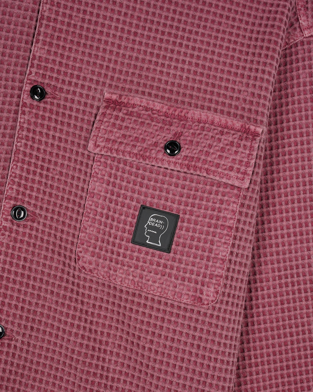 Waffle Button Front Shirt - Raspberry 3