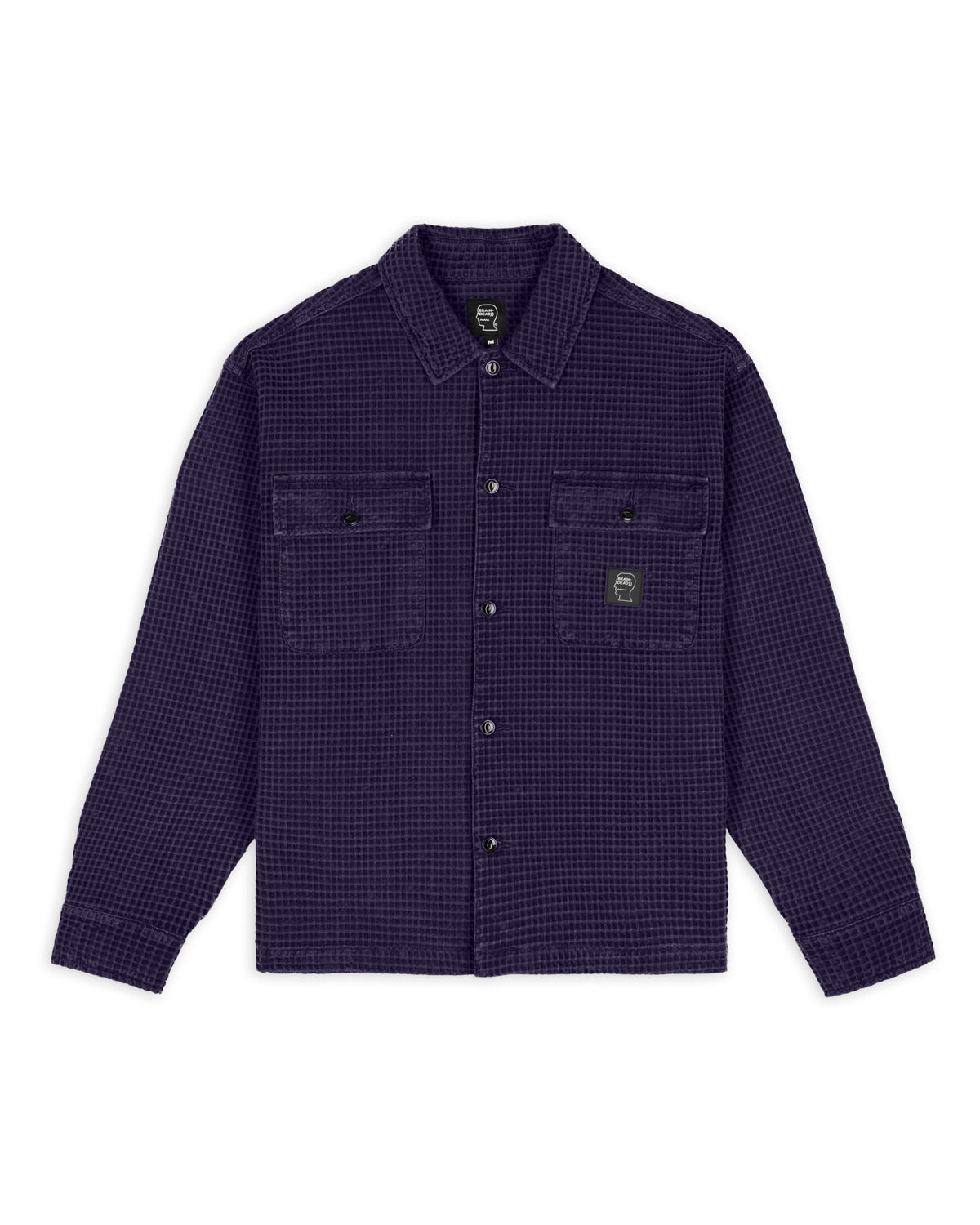 Waffle Button Front Shirt - Navy 1