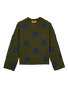 Teddy Fur Dot Knit Sweater - Olive