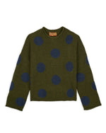 Teddy Fur Dot Knit Sweater - Olive 1