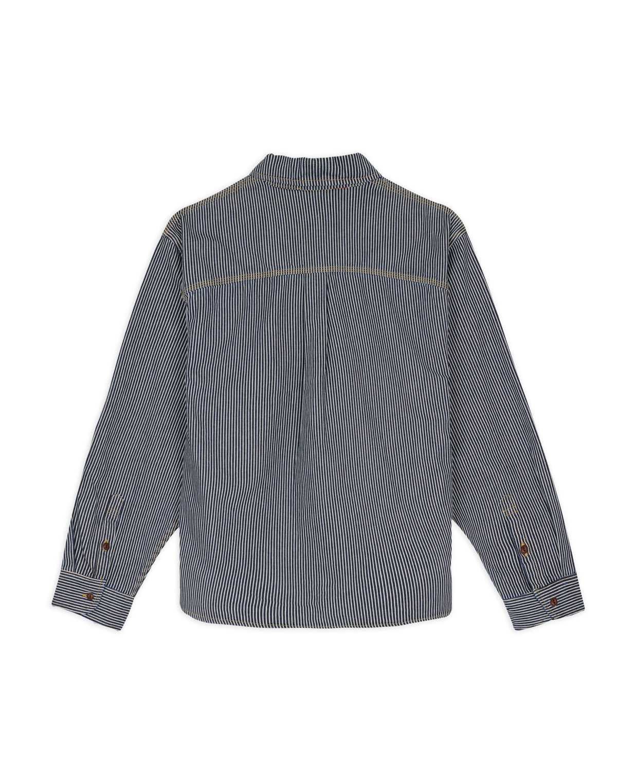 Hickory Stripe Half Zip Work Shirt - Navy 3