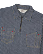 Hickory Stripe Half Zip Work Shirt - Navy 2