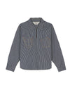 Hickory Stripe Half Zip Work Shirt - Navy