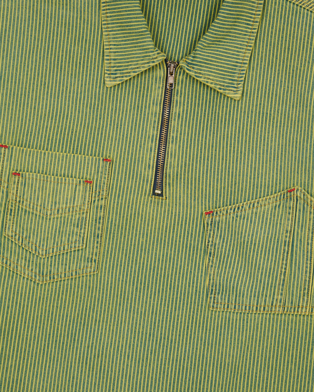 Hickory Stripe Half Zip Work Shirt