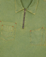 Hickory Stripe Half Zip Work Shirt - Green 2