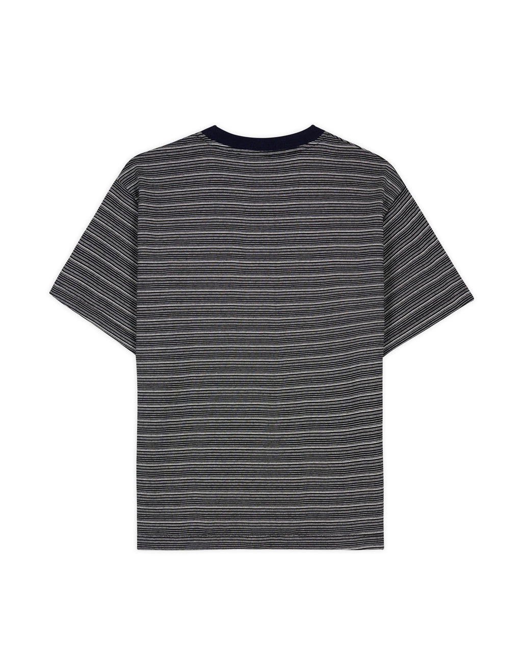 Zig Zag Stripe Short Sleeve Mockneck T-shirt - Black 2