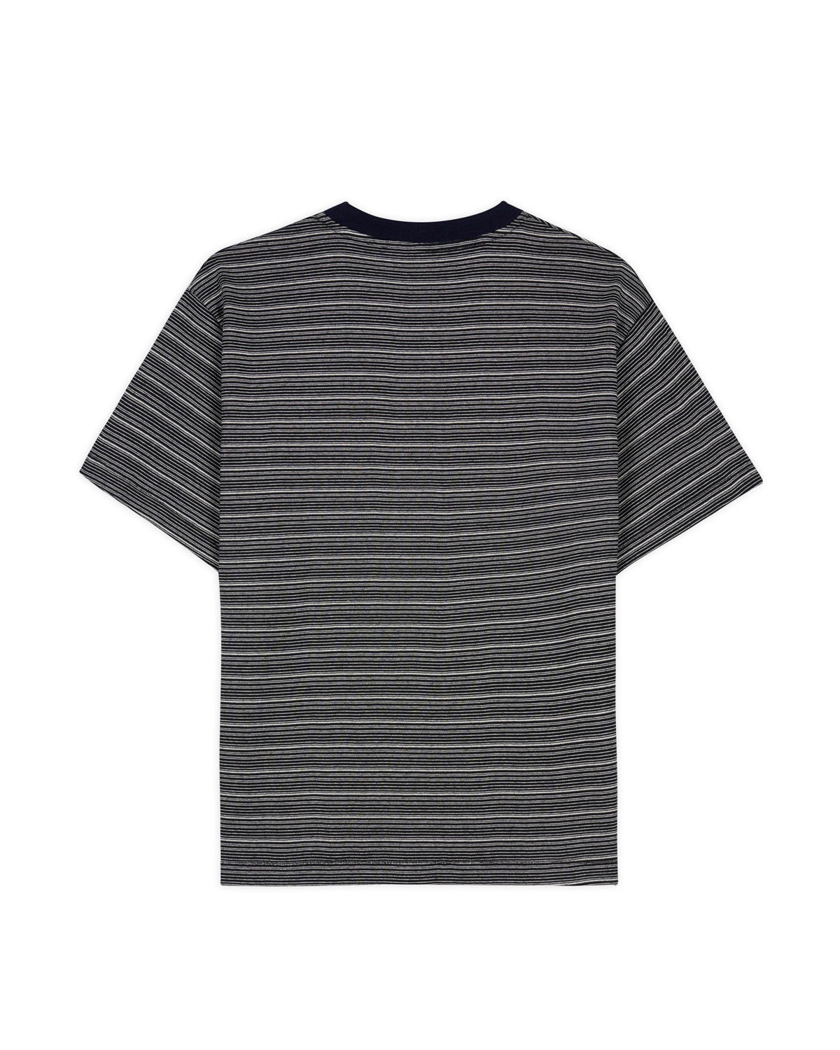 Zig Zag Stripe Short Sleeve Mockneck T-shirt - Black 2