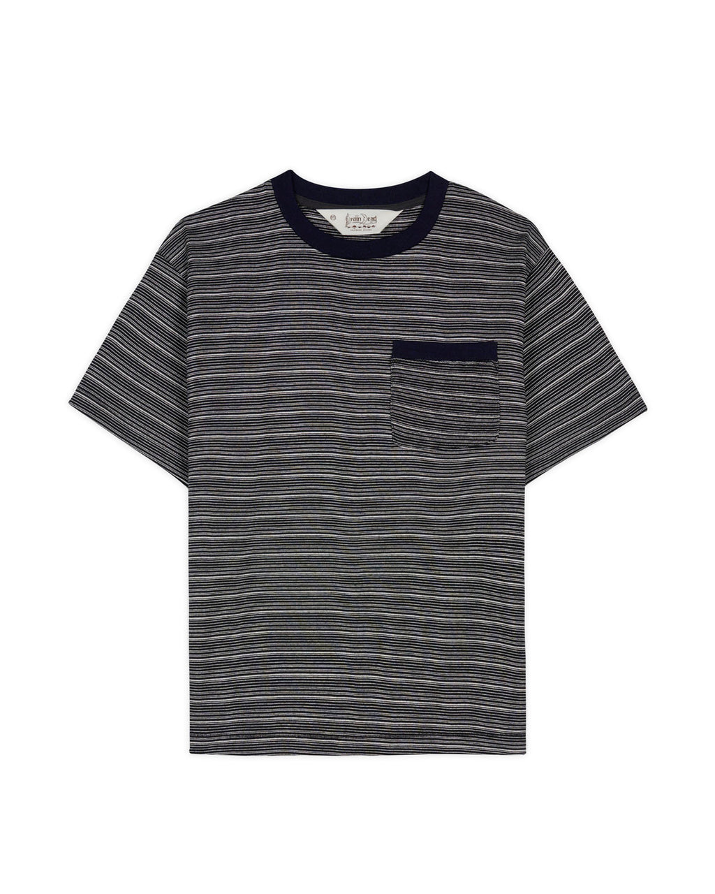 Zig Zag Stripe Short Sleeve Mockneck T-shirt - Black