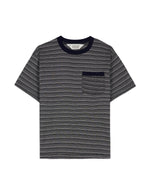 Zig Zag Stripe Short Sleeve Mockneck T-shirt - Black 1