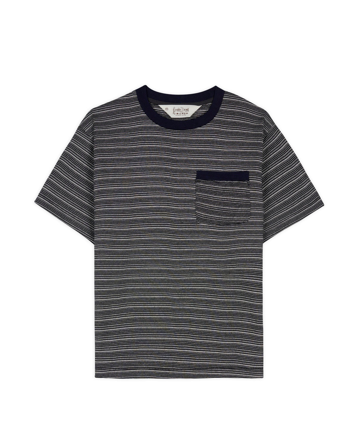 Zig Zag Stripe Short Sleeve Mockneck T-shirt - Black 1