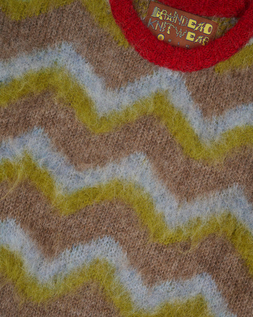 Zig Zag Boxy Knit Sweater - Taupe Multi 2