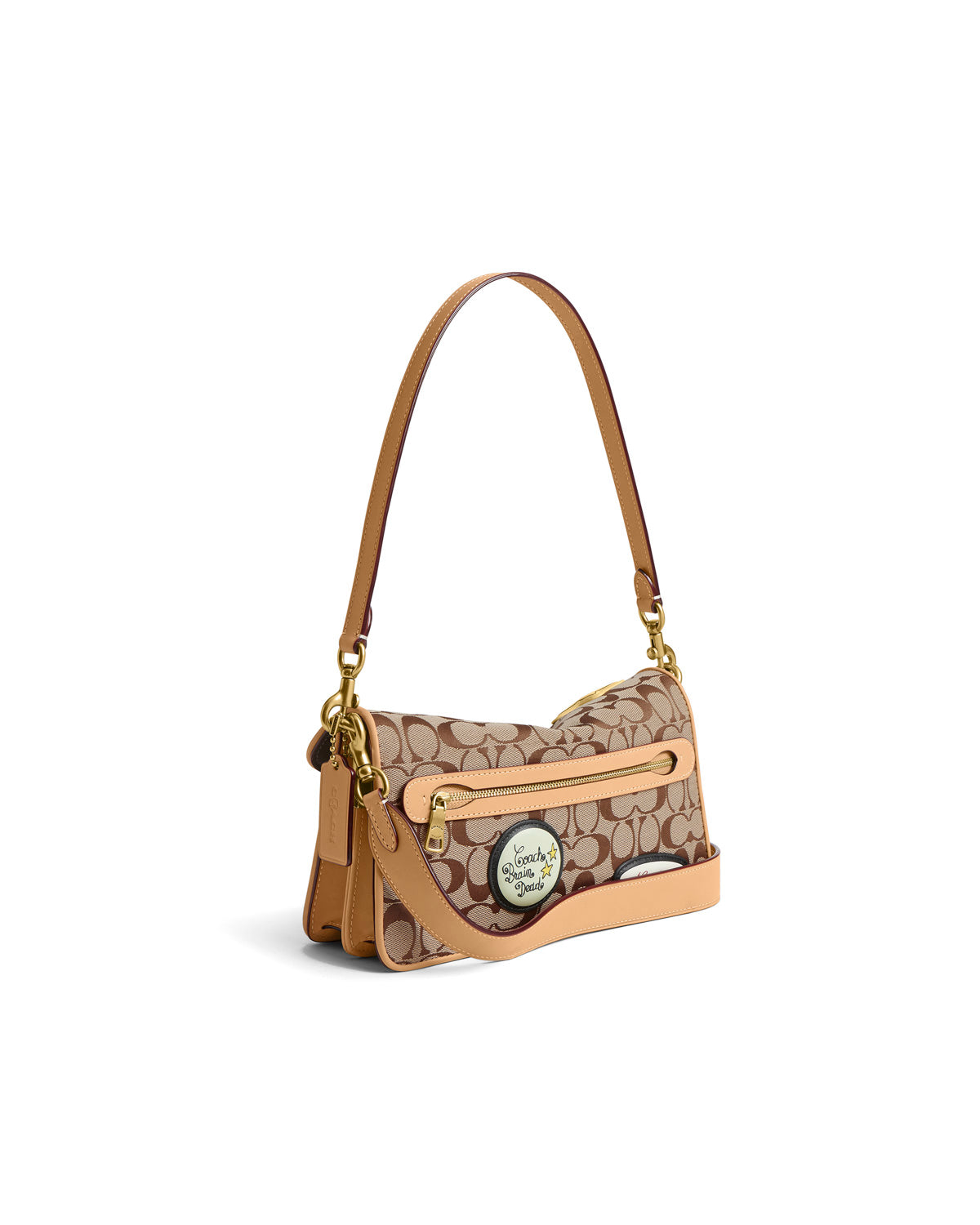 Brain Dead x Coach Signature Jacquard Soft Tabby Shoulder Bag 26 with Patches - Khaki 6