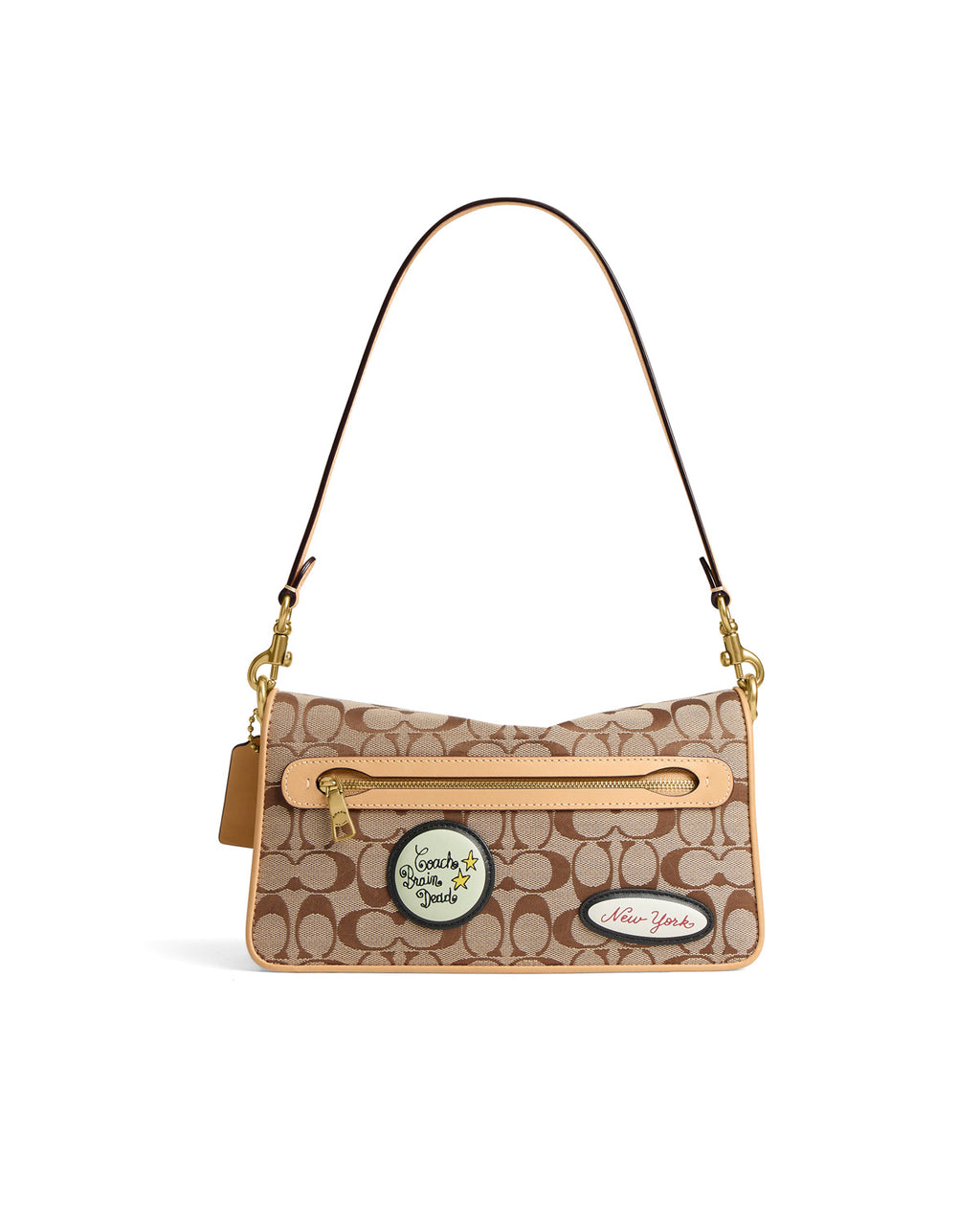 Brain Dead x Coach Signature Jacquard Soft Tabby Shoulder Bag 26 with Patches - Khaki 4