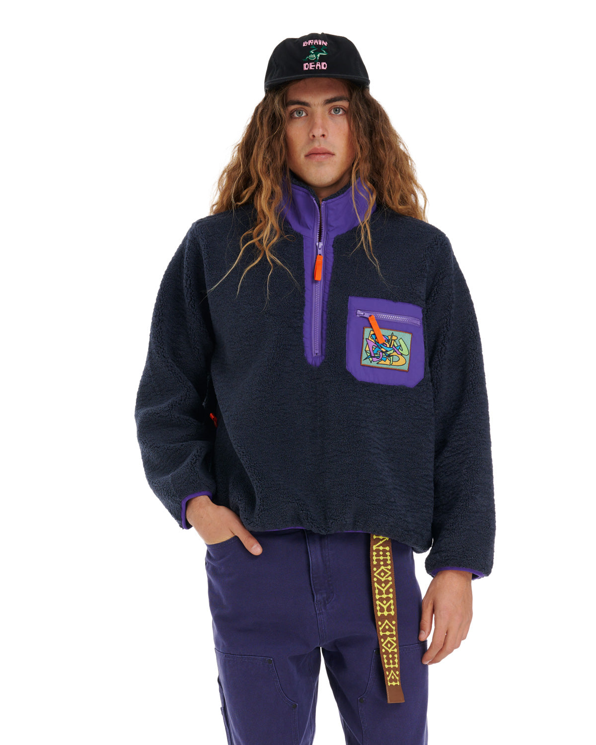 Teddy Sherpa Half Zip Jacket - Navy