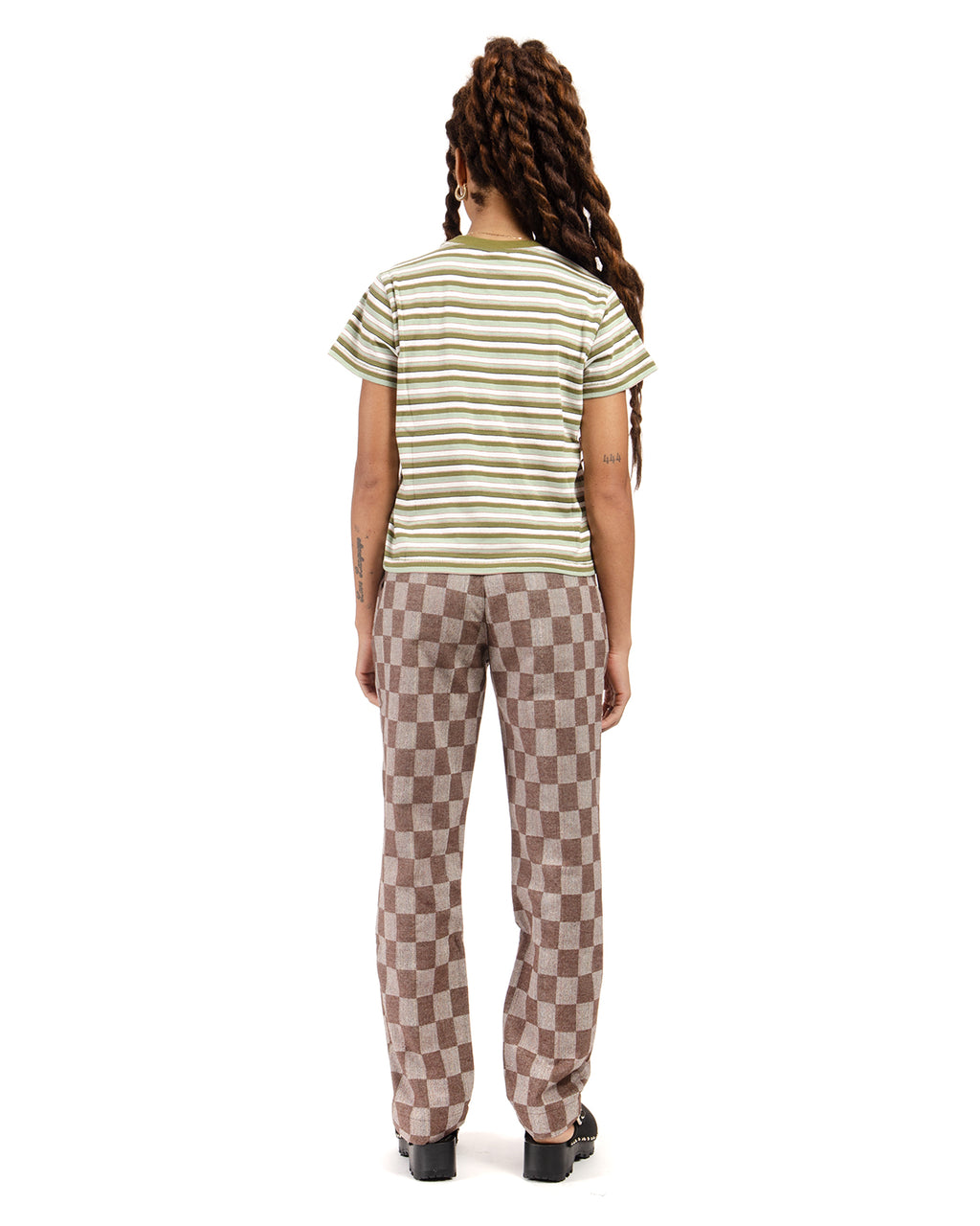 Checkered Pleated Trouser - Brown 4