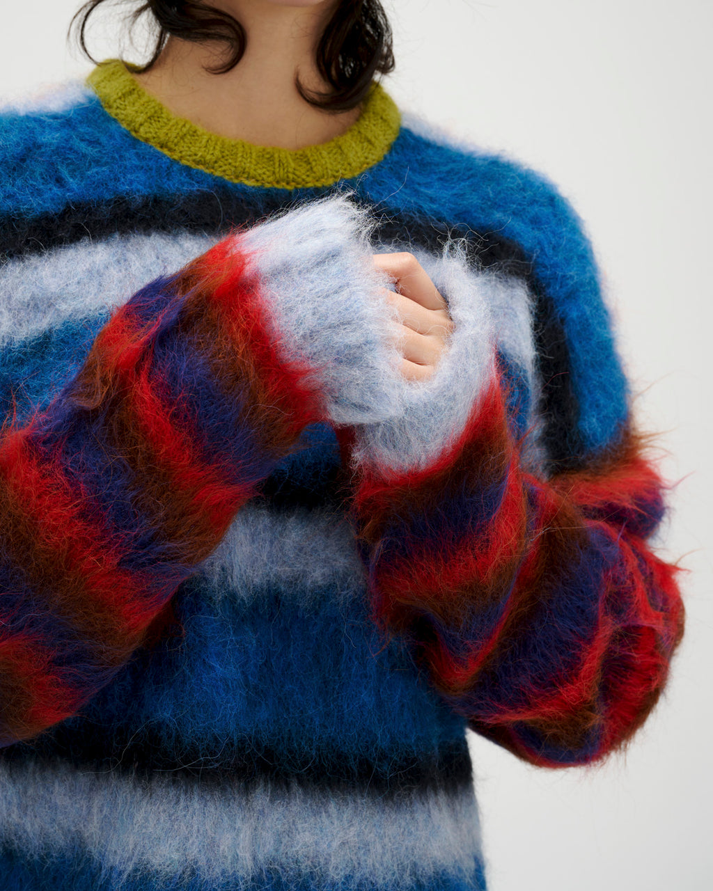 Blurry Lines Alpaca Crewneck Sweater - Multi 7