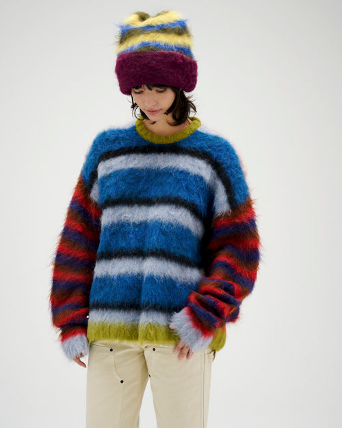 Blurry Lines Alpaca Crewneck Sweater - Multi 2