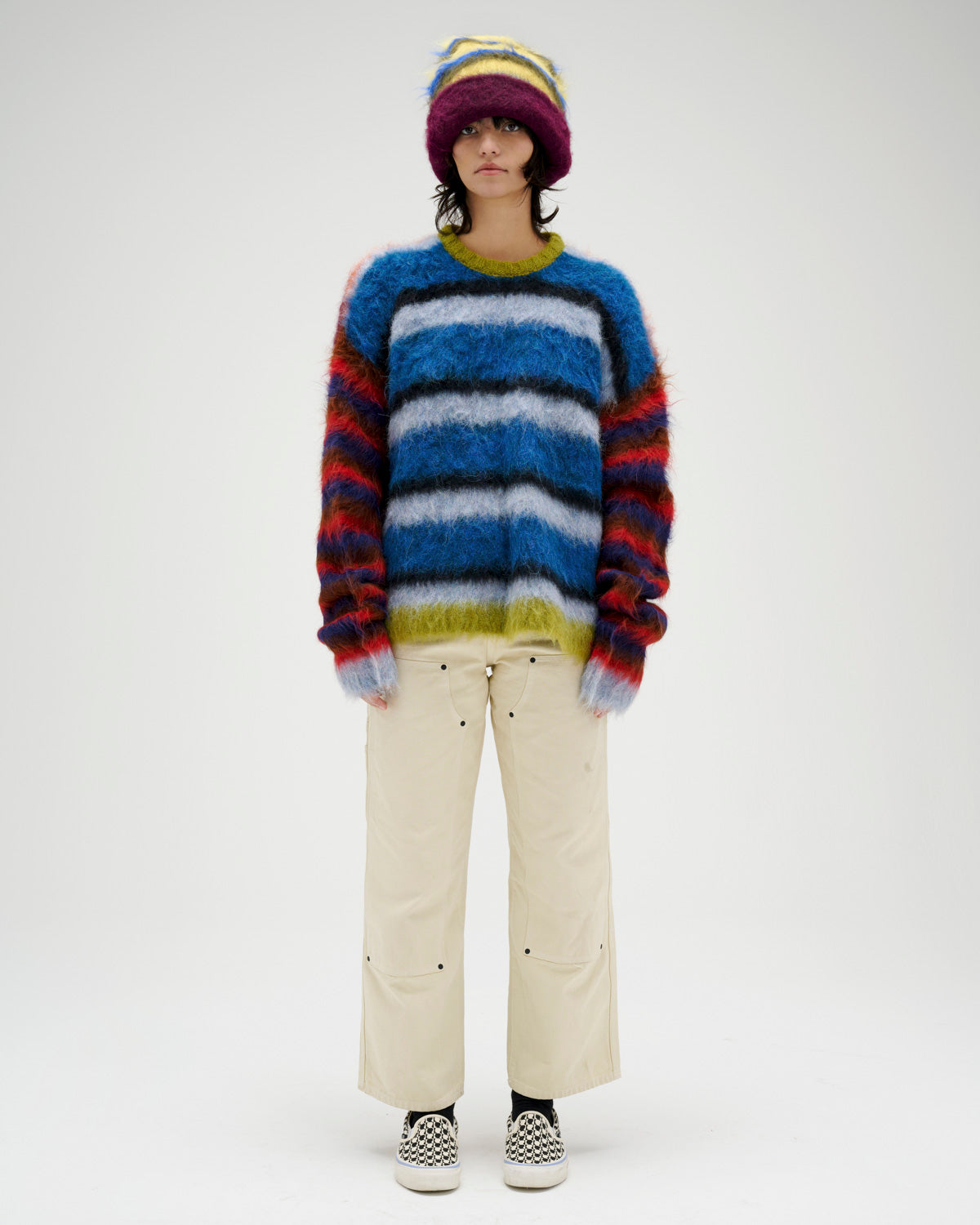 Blurry Lines Alpaca Crewneck Sweater - Multi 10