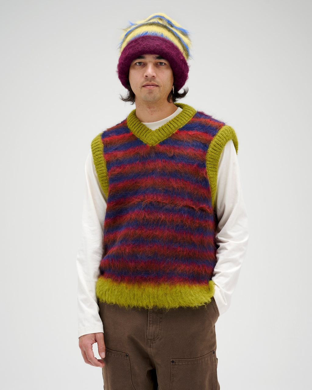 Blurry Lines Alpaca Sweater Vest - Brown Multi 4