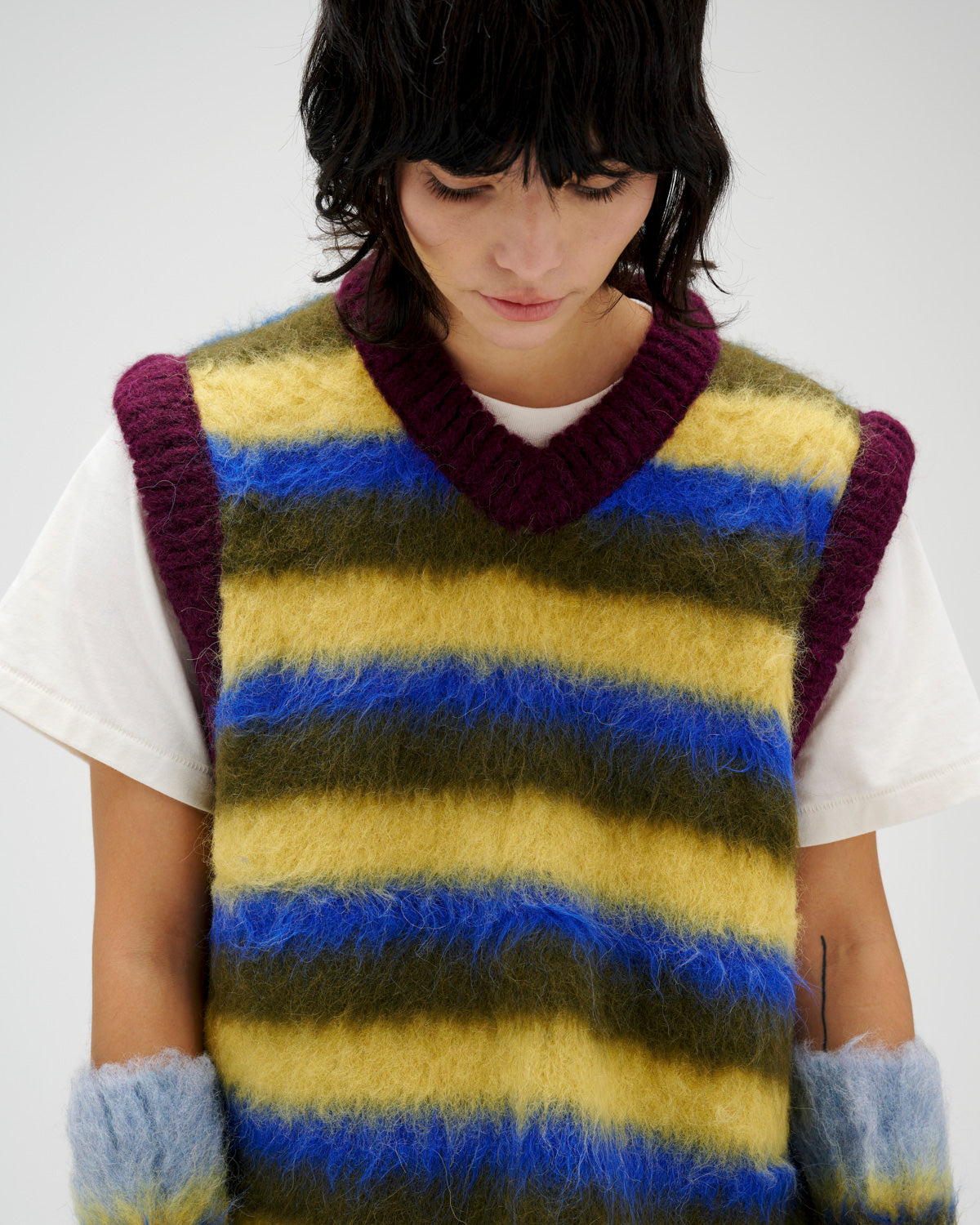 Blurry Lines Alpaca Sweater Vest - Yellow Multi 5