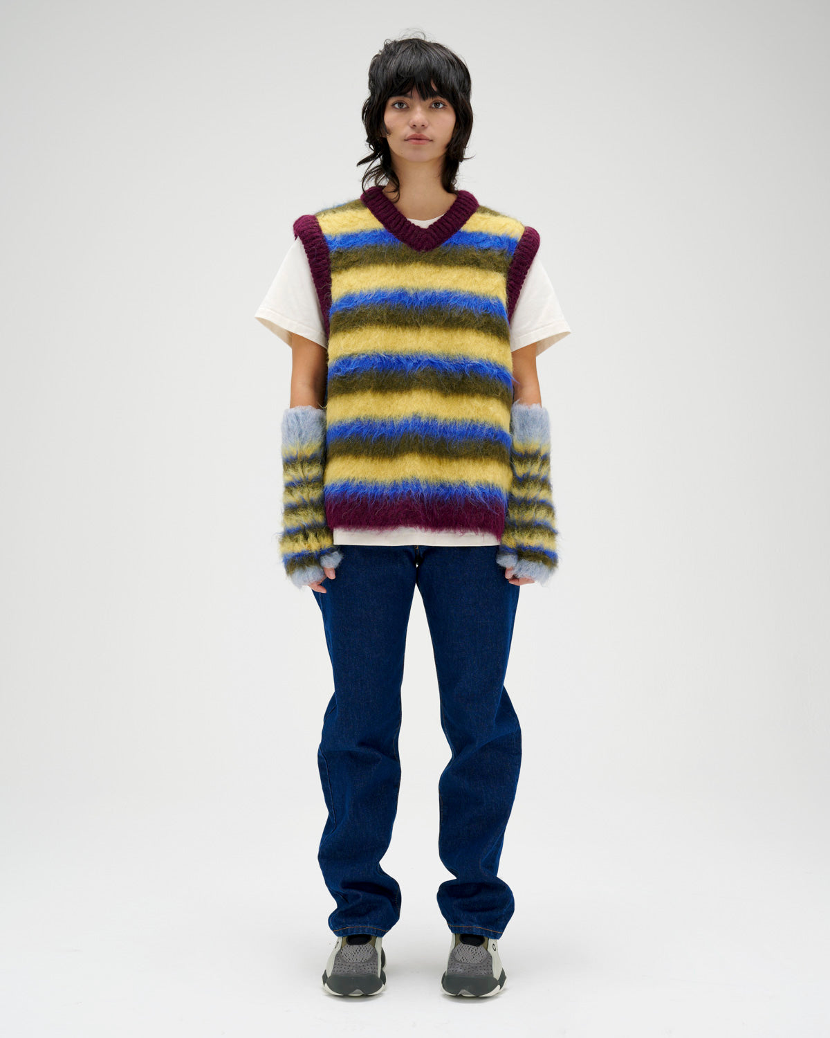 Blurry Lines Alpaca Sweater Vest - Yellow Multi 9