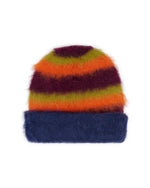 Boxy Stripe Knit Beanie - Orange Multi 1