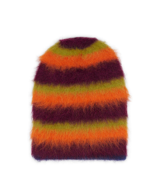 Boxy Stripe Knit Beanie - Orange Multi 2