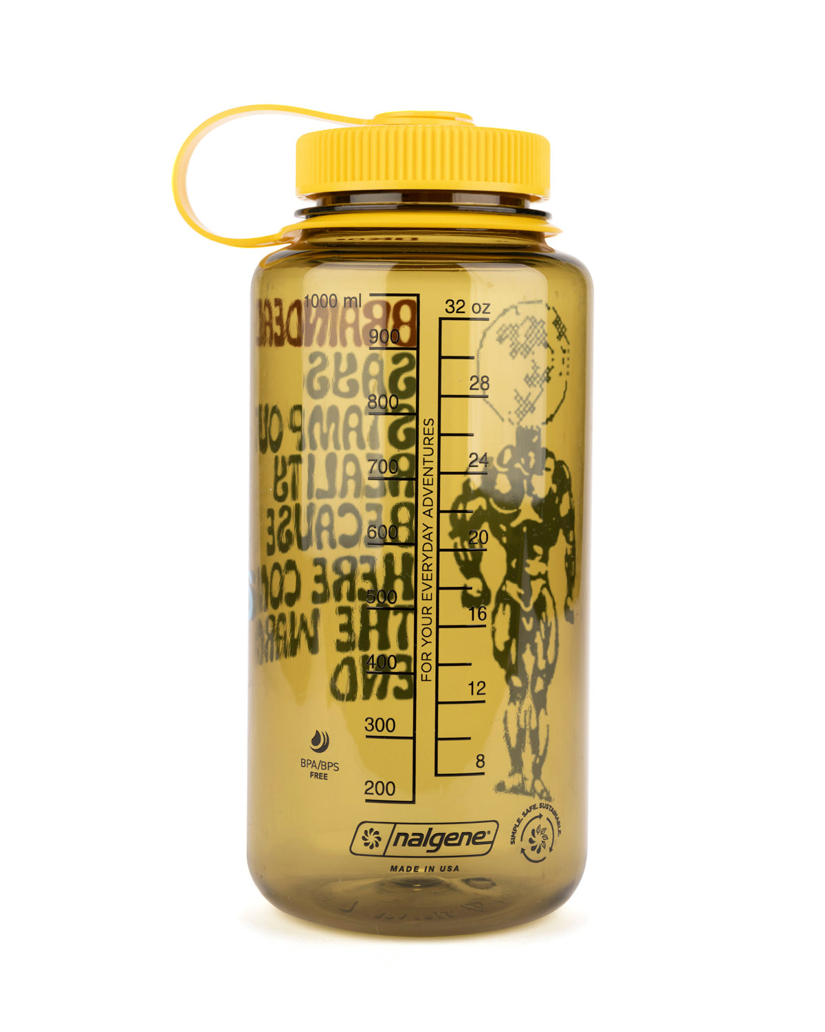 Brain Dead Stamp Out Reality Nalgene 32oz Wide Mouth - Olive / Yellow 2