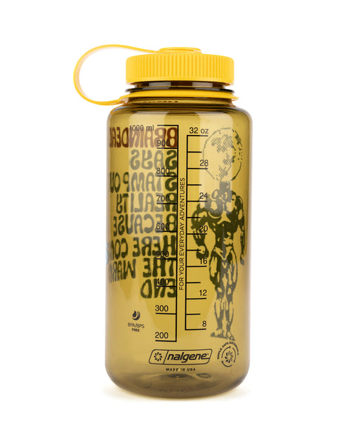 Brain Dead Stamp Out Reality Nalgene 32oz Wide Mouth - Olive/Yellow 2