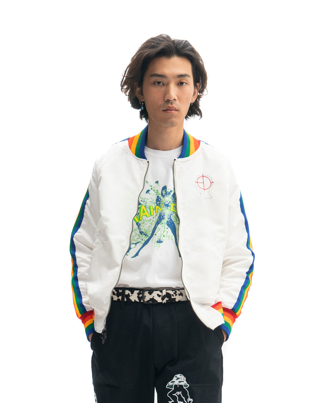 Brain Dead Records Embroidered Satin Club Jacket - White 9