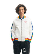 Brain Dead Records Embroidered Satin Club Jacket - White 13