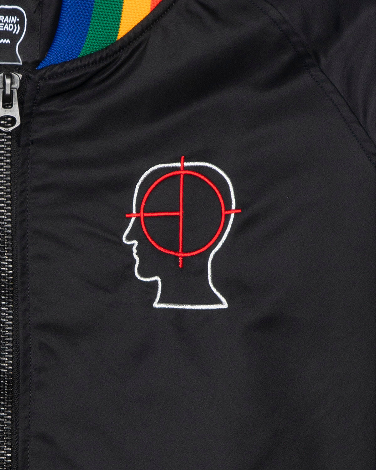 Brain Dead Records Embroidered Satin Club Jacket - Black 3