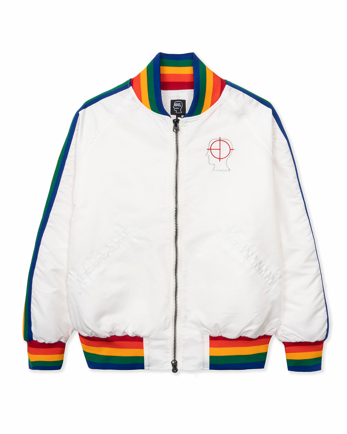 Brain Dead Records Embroidered Satin Club Jacket - White 1
