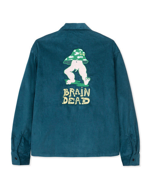 Mushroom Embroidered Full-Zip Corduroy Shirt Jacket - Rain 2