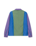 Paneled Stripe Poplin Long sleeve Button Up - Purple/Blue/Green 2