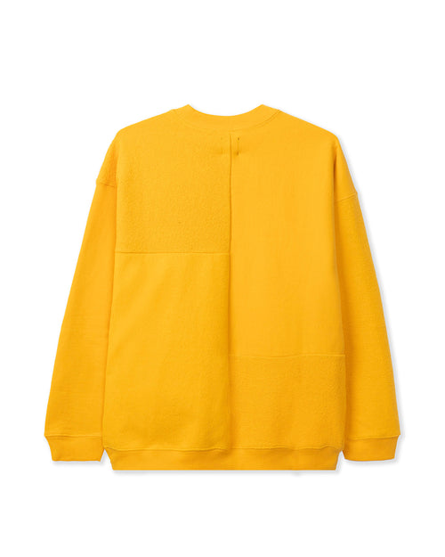 Global Works Split Panel Fleece & Terry Crewneck Sweatshirt - Yellow 2