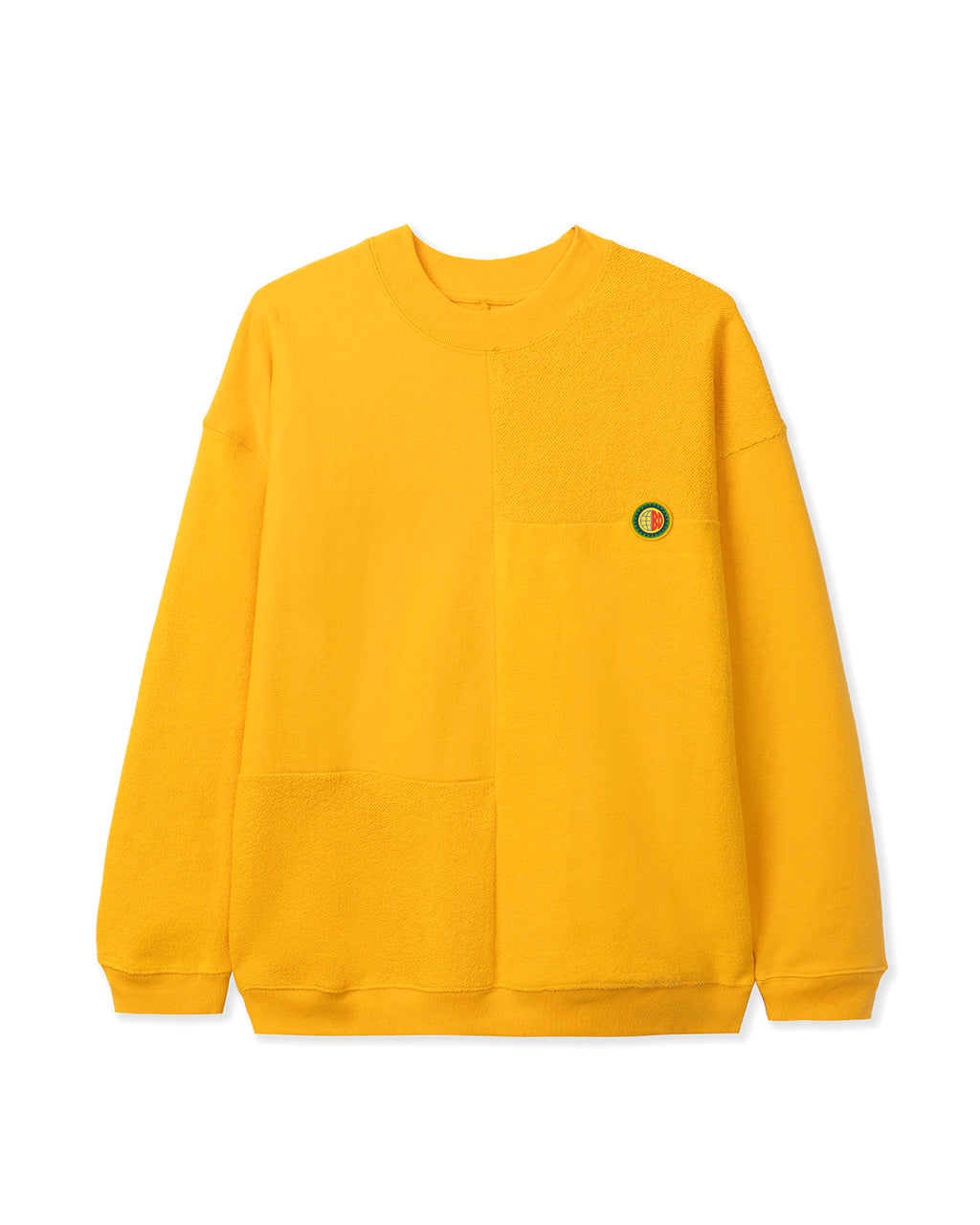 Global Works Split Panel Fleece & Terry Crewneck Sweatshirt - Yellow