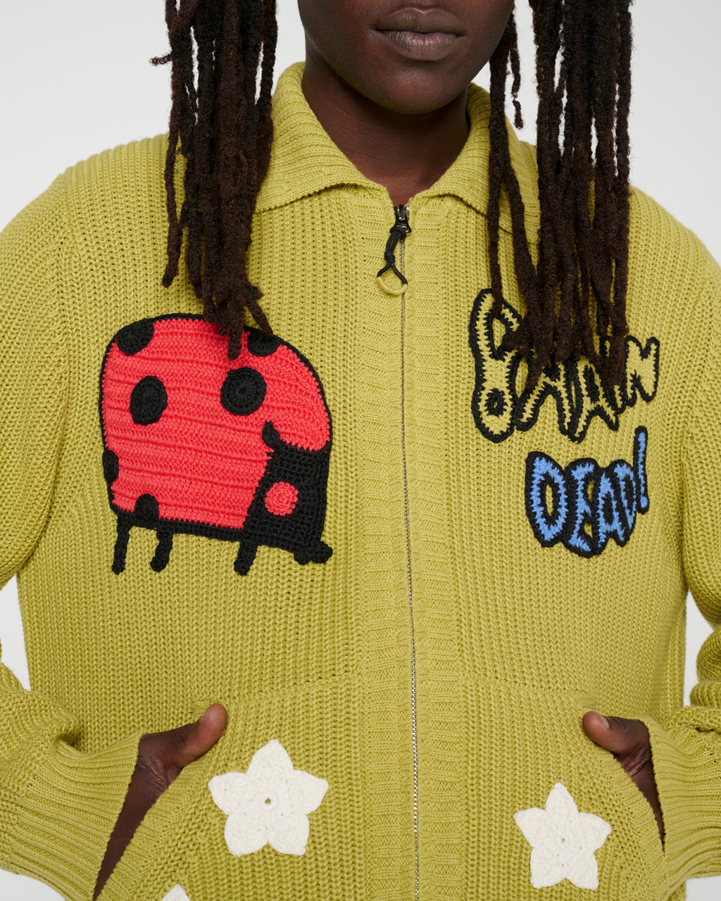 Buggin' Out Crochet Zip Cardigan - Olive 5