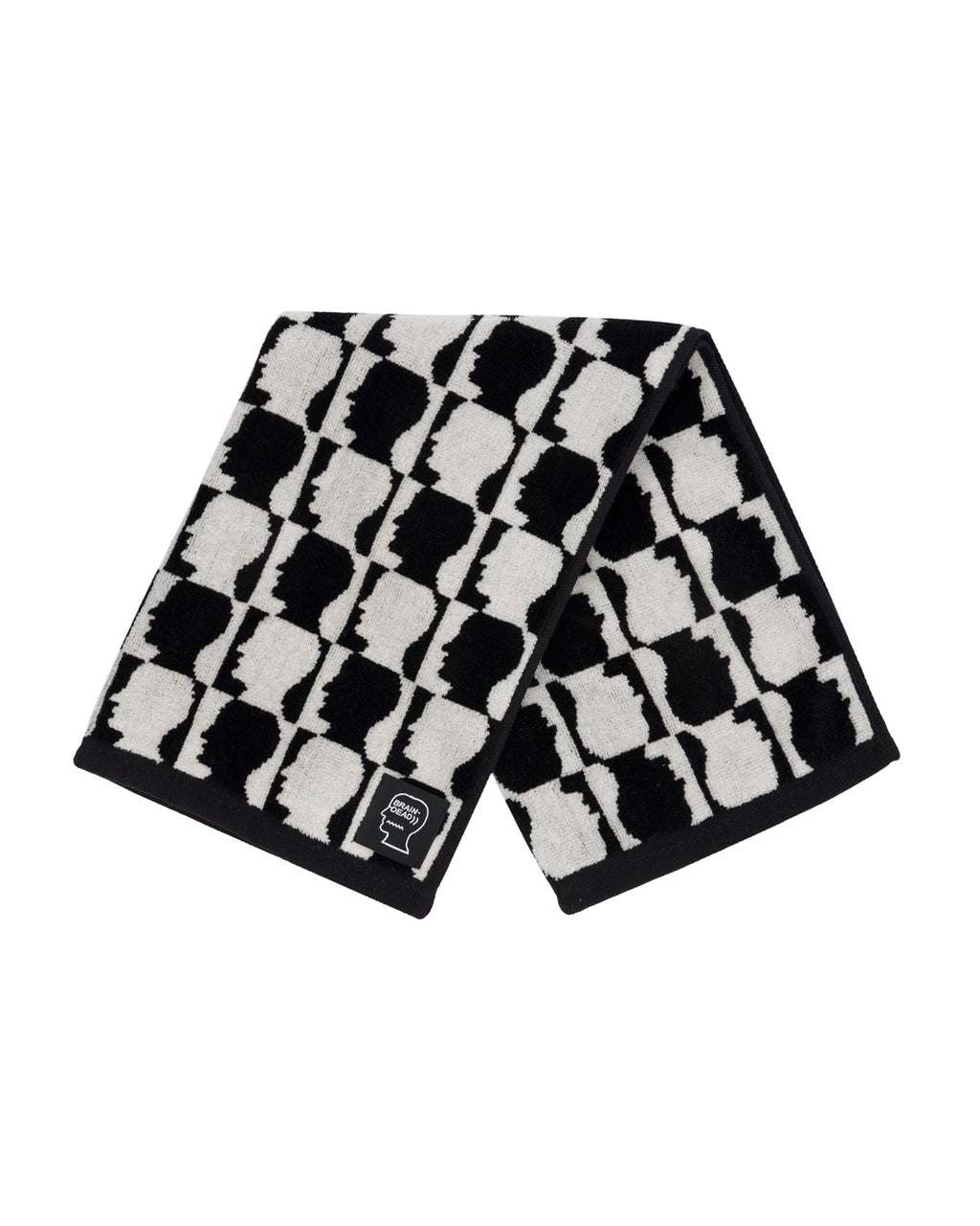 Checkered Logo Head Hand Towel - Black 3