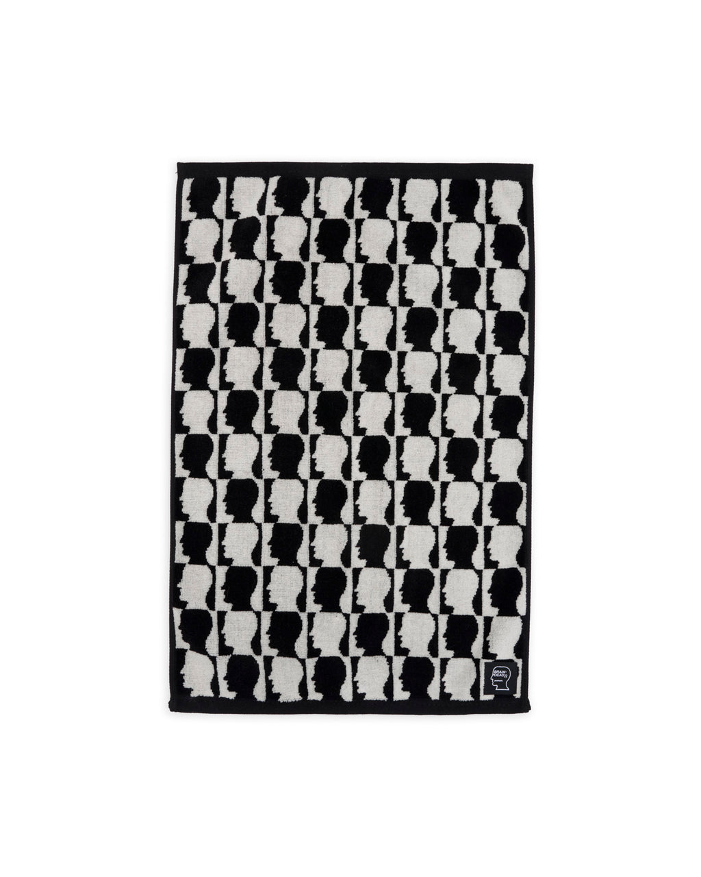 Checkered Logo Head Hand Towel - Black