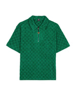 Chenille Check Half Zip Shirt - Green 1