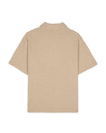 Chenille Check Half Zip Shirt - Sand 2