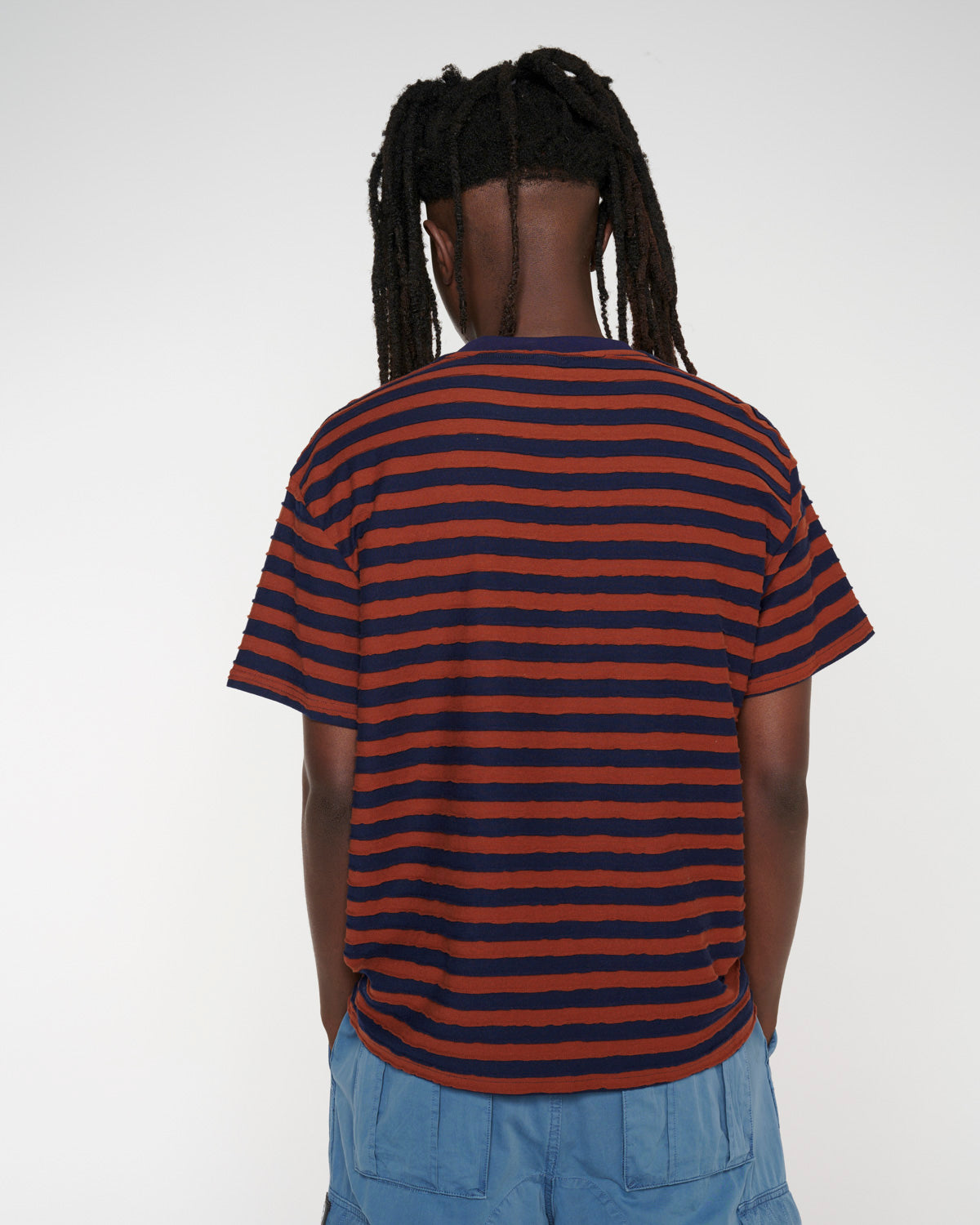 Denny Blaine Striped T-Shirt - Navy/Light Brown 6