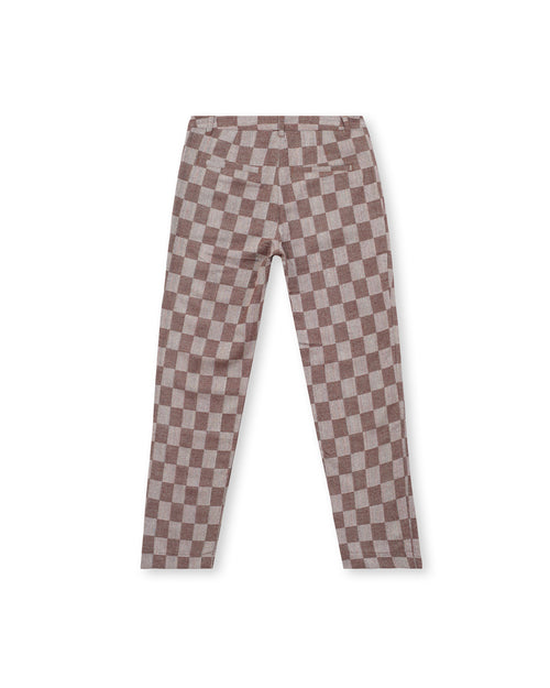 Checkered Pleated Trouser - Brown 2