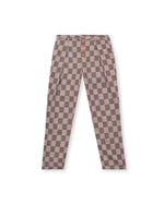 Checkered Pleated Trouser - Brown 1